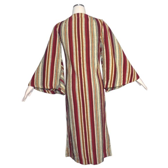 Vintage 70s Rikma Caftan Dress Angel Bell Sleeves Boho Woven Stripes XS S - Picture 3 of 11